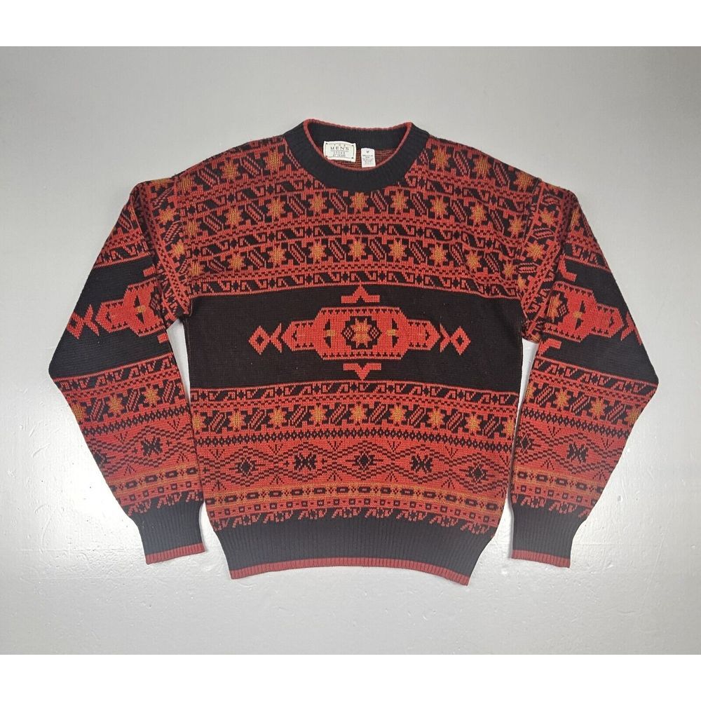 The Mens Store Sears Sweater Mens Medium.  Vintage‎ Geometric Crew Neck Acrylic